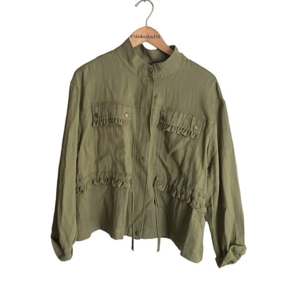 By Anthropologie Oversized Utility Jacket Moss - Picture 2 of 15